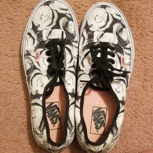 Black and White Rose Vans